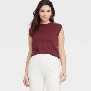 Women's Extended Short Sleeve T-Shirt - a New Day™ Dark Red Size XL new